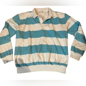 White and blue collared polo crew, large